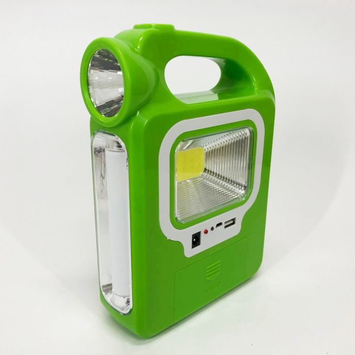 Фонарь кемпинг переносной 6399А - LED+COB, power bank, 2x18650, солнечная батарея. Цвет: зеленый