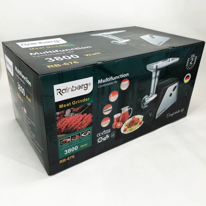 Мясорубка электрическая электромясорубка Rainberg RB-676 с соковыжималкой 3800W, мясорубка для томатов