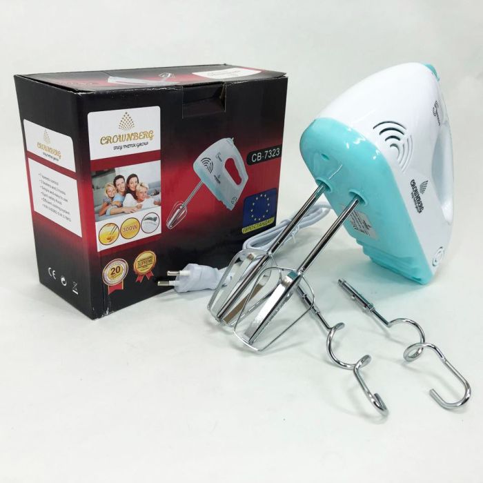 Миксер Crownberg CB-7323 300 Вт 5 Скоростей, ручной миксер с насадками, кухонный миксер, хороший миксер