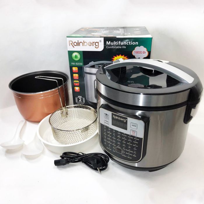 Мультиварка пароварка Rainberg RB-6209 45 программ 6 л 1000W, Сенсорная мультиварка рисоварка