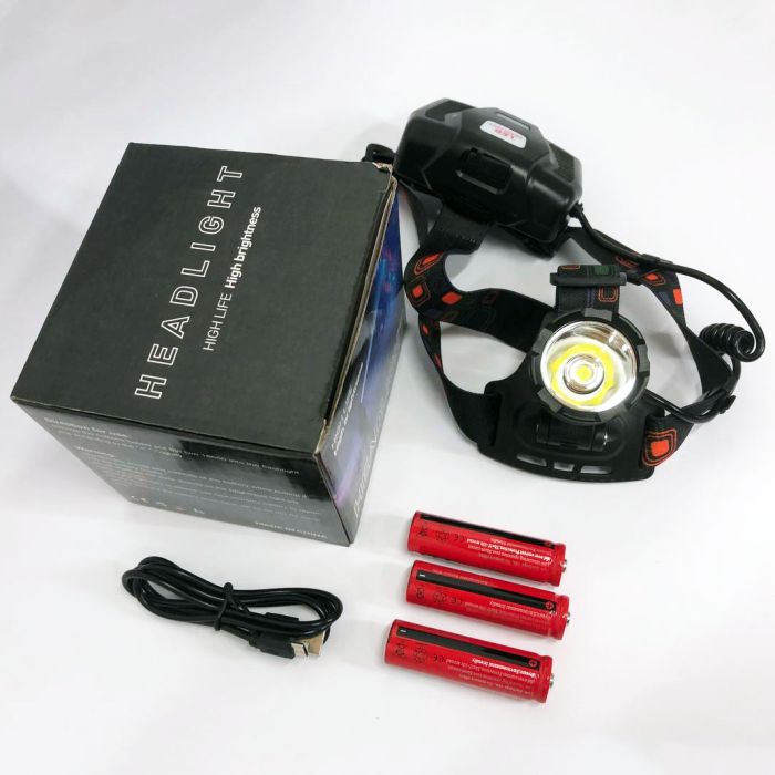 Фонарь налобный X-Balong XQ-218-HP50 аккумуляторный LED zoom с функцией Power Bank 3 режима работы