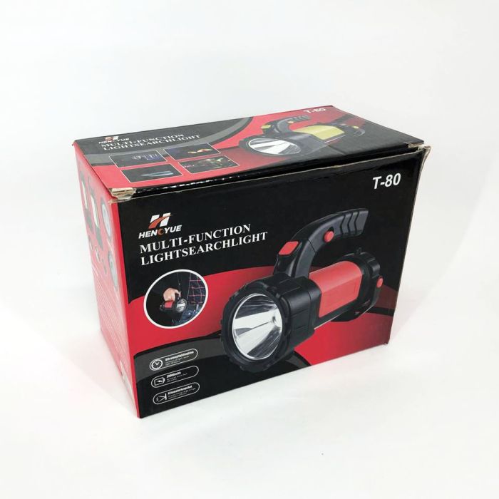 Ручной аккумуляторный фонарь T80C-5W+COB (white/red) с функцией Power Bank. Цвет: красный