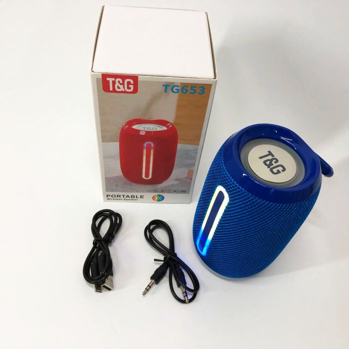 Портативная Bluetooth-колонка TG653 USB с ремешком, Беспроводная колонка портативная мощная. Цвет: синий