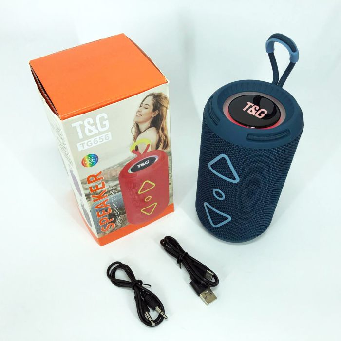 Bluetooth колонка портативная TG656 FM-радио, мощная переносная акустическая колонка. Цвет: синий
