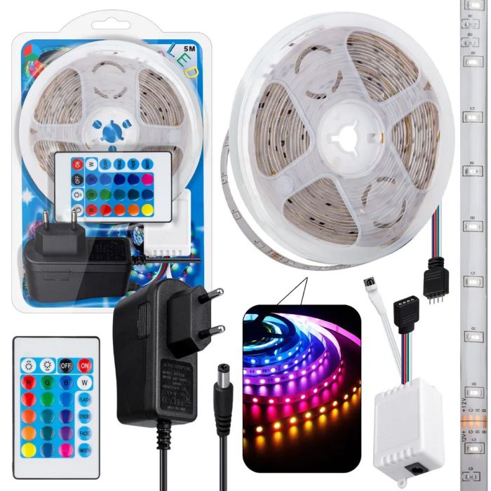 Светодиодная лента SMD 5050 RGB LED 5 м IP65 с bluetooth контролем. подключение 220V