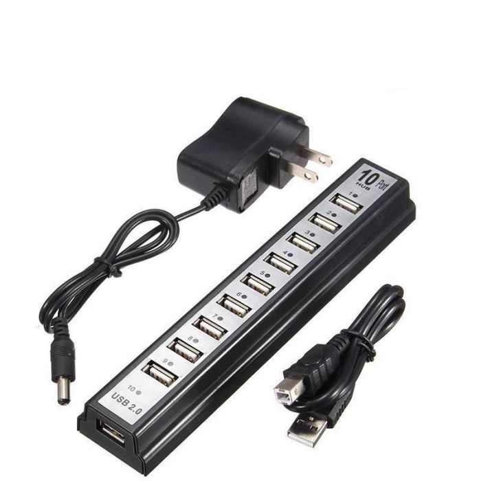 Разветвитель USB HUB на 10 портов с активной зарядкой 220V, Разветвитель юсб, Хаб для ноутбука