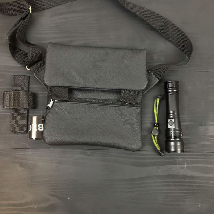 Набор 2В1. Кожаная сумка с кобурой + фонарик профессиональный POLICE BL-X71-P50
