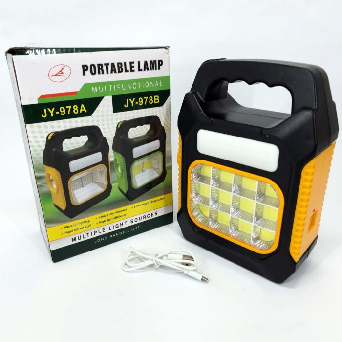Фонарь переносной JY-978D-LED+12COB, power bank, фонарь светодиодный прожектор. Цвет: желтый