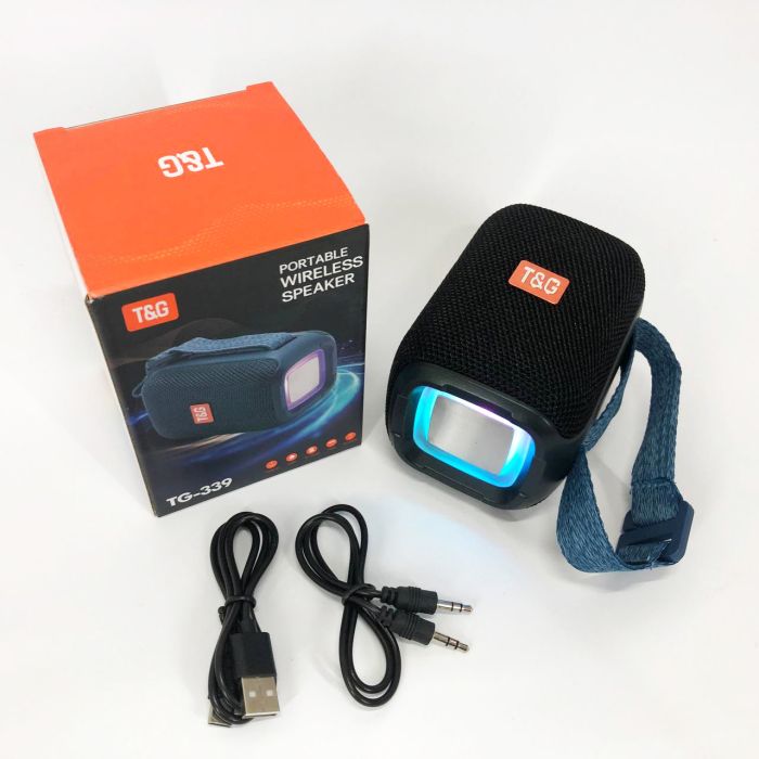 Портативная Bluetooth колонка TG339 5W с RGB подсветкой, Аккумуляторная колонка для музыки. Цвет: черный