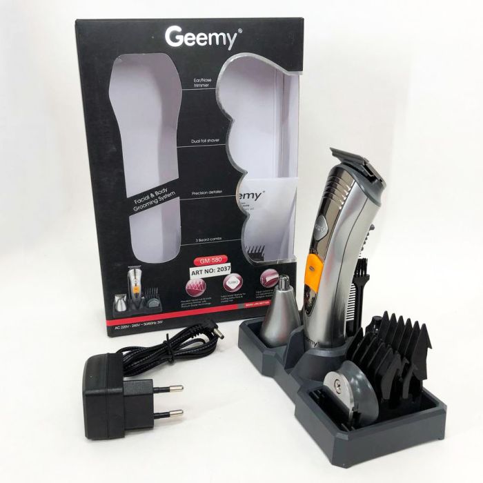 Набор для стрижки Pro Gemei GM-580 триммер 7в1 для стрижки волос, бритья бороды, для носа и ушей, стайлер