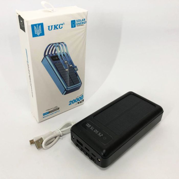 Портативное зарядное устройство на 20000mAh, Power Bank на солнечной батарее, для планшета. Цвет: черный