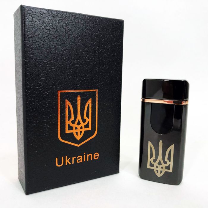 Электрическая и газовая зажигалка Украина с USB-зарядкой HL-431, ветрозащитная зажигалка. Цвет: черный