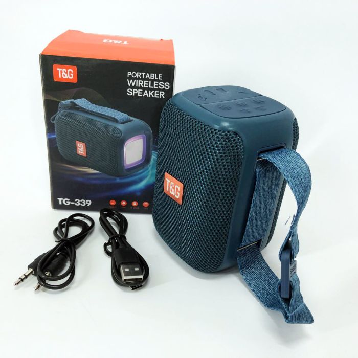 Портативная Bluetooth колонка TG339 5W с RGB подсветкой, Блютуз колонка для улицы. Цвет: синий