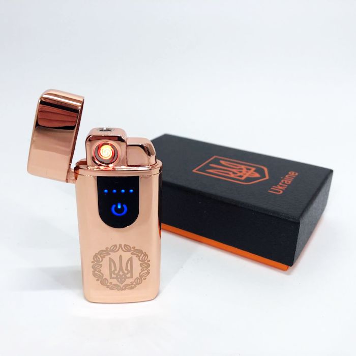 Электрическая и газовая зажигалка Украина с USB-зарядкой HL-435, зажигалка необычная. Цвет: золотой