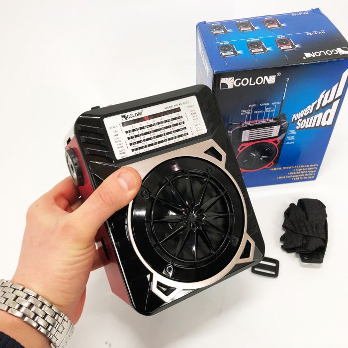 Радиоприемник GOLON RX-9122 портативная колонка всеволновое переносное радио FM фонарь LED. Цвет: красный