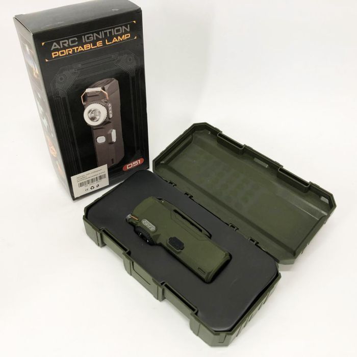 Фонарик-зажигалка армейская MULTIFUNCTIONAL D51-COB, Зажигалка на подарок в упаковке. Цвет: зеленый