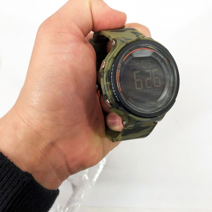 Часы наручные мужские SKMEI 1841CMGN ARMY GREEN CAMO, водонепроницаемые мужские часы. Цвет: зеленый
