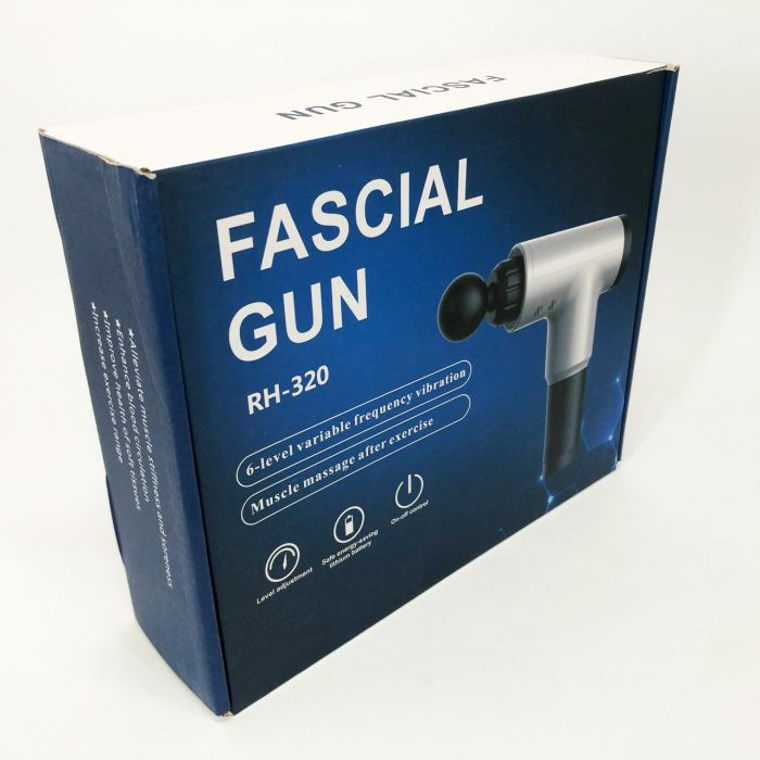 Аккумуляторный массажер Fascial Gun KH-320 портативный ручной ударный мышечный пистолет 4 насадки красный