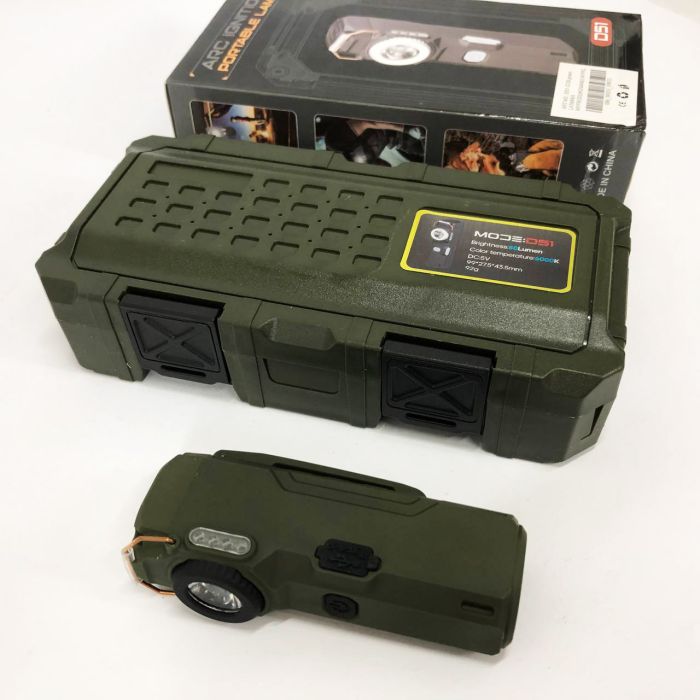 Фонарик-зажигалка армейская MULTIFUNCTIONAL D51-COB, Зажигалка на подарок в упаковке. Цвет: зеленый