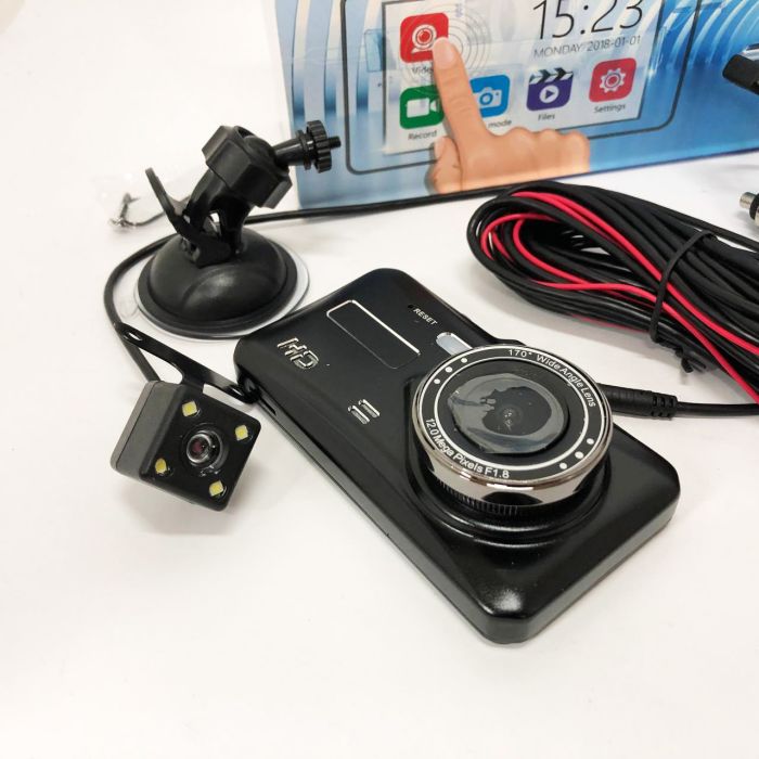 Автомобильный видеорегистратор с двумя камерами T672, LCD 4",1080P Full HD, с поддержкой ночного видения