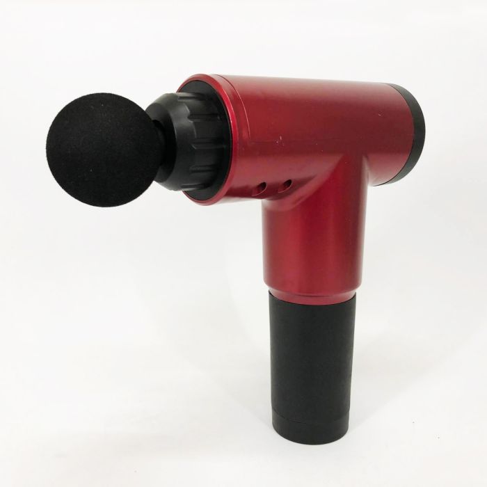 Аккумуляторный массажер Fascial Gun KH-320 портативный ручной ударный мышечный пистолет 4 насадки красный