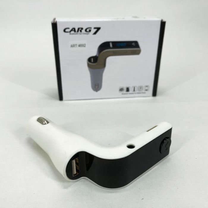 Модулятор FM MOD G7 Bluetooth, Блютуз модулятор в машину, Фм модулятор блютуз в машину. Цвет: белый