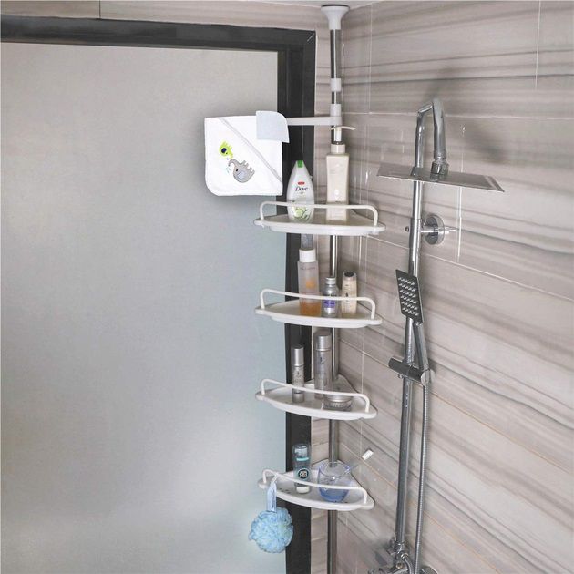 Угловая полка в ванную Multi Corner Shelf AD 9866 из металла и пластика 2.6 метра, 4 полки, регулируемая