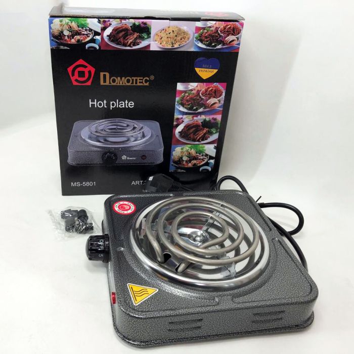 Электроплита спиральная плита настольная Domotec MS-5801 1000 W, Переносная компактная электроплита