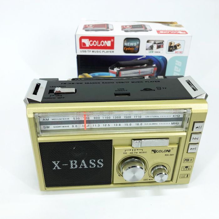 Радиоприёмник портативное радио Golon RX-381 аккумуляторный ретро колонка usb sd mp3 fm. Цвет: желтый
