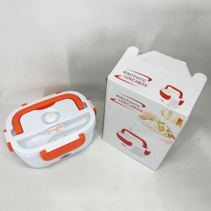 Ланч бокс электрический с подогревом Lunch Heater 220V Pro, контейнер для еды с отсеками. Цвет: оранжевый