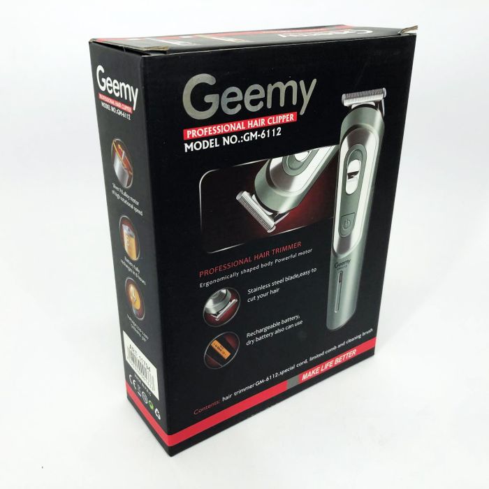 Беспроводная машинка для стрижки волос GEMEI GM-6112 аккумуляторная, окантовочная машинка. Цвет: серый
