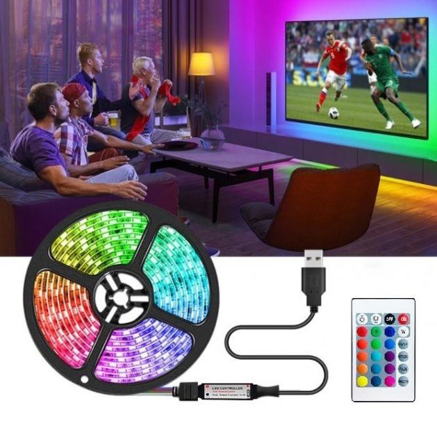 Светодиодная лента SMD 5050 RGB LED 5 м IP65 с bluetooth контролем. подключение 220V