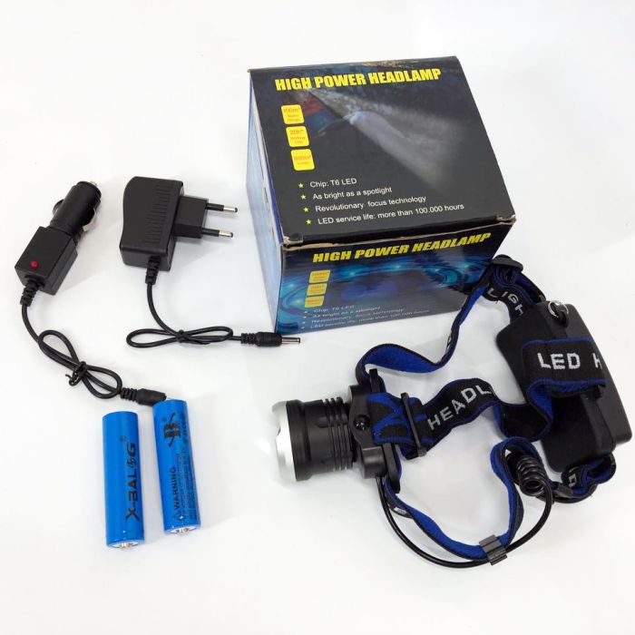 Налобный фонарь Bailong BL-T24-P50 аккумуляторный LED/Zoom 3 режима работы, фонарь на голову для рыбалки