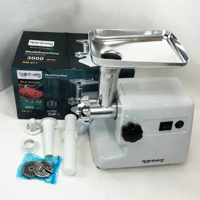 Мясорубка электрическая Rainberg RB-671 2200Вт, мясорубка с насадками, электромясорубка для шинковки