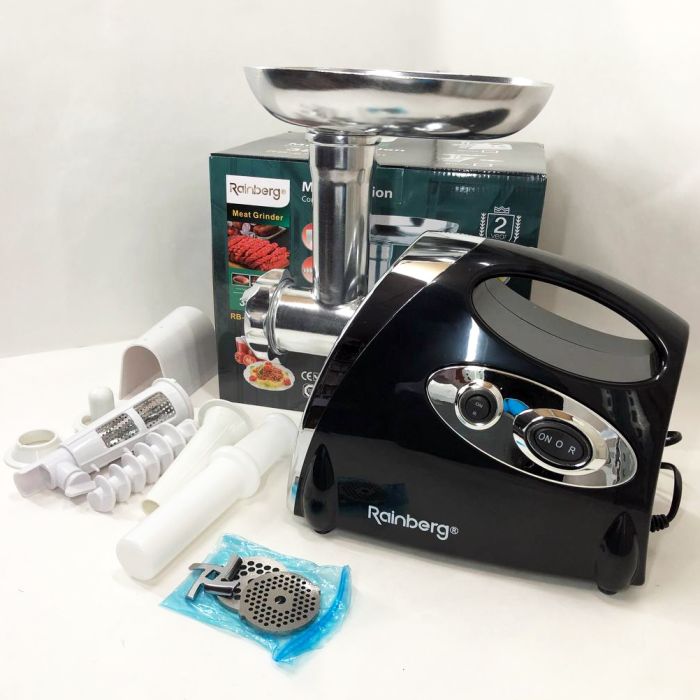 Мясорубка Rainberg RB-675 3800W с соковыжималкой, мясорубка электрическая металл. Цвет: черный