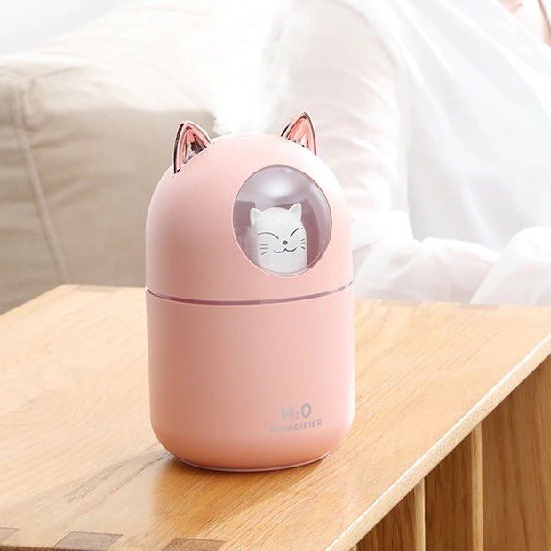 Увлажнитель воздуха Humidifier H2O Cat USB с котиком на 300мл. Цвет: розовый