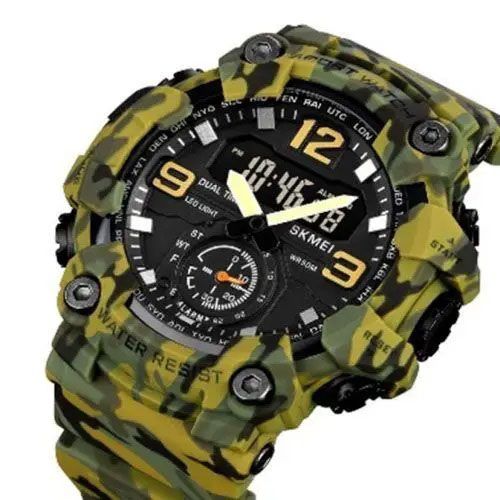 Часы наручные мужские SKMEI 1965CMGN CAMO GREEN, военные мужские наручные часы зеленые. Цвет: камуфляж