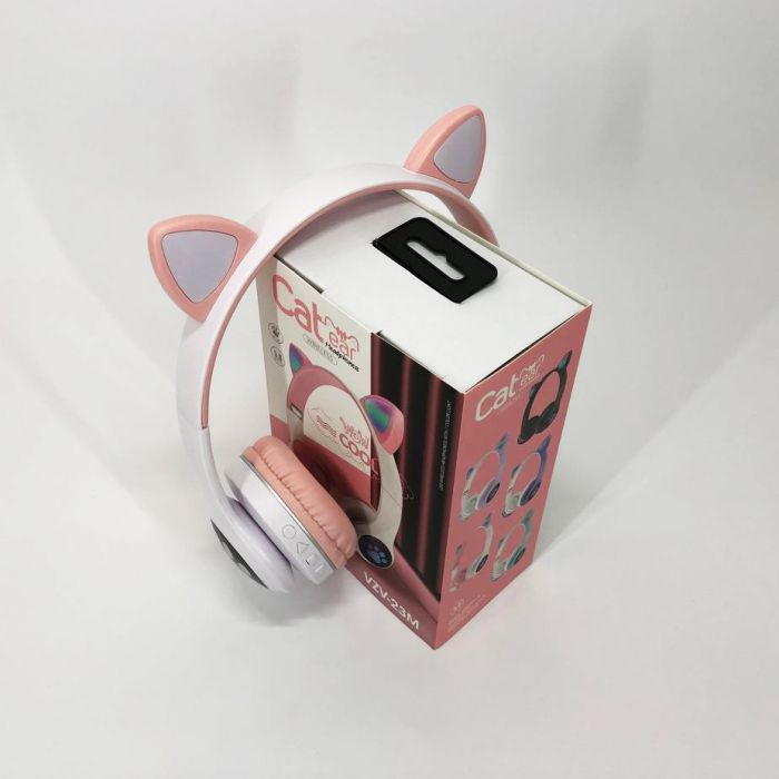 Беспроводные наушники с кошачьими ушками и RGB подсветкой Cat VZV 23M. Цвет: розовый