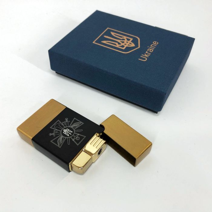 Зажигалка газовая Украина (Подарочная коробка, турбо пламя) HL-393-1. Цвет: золото