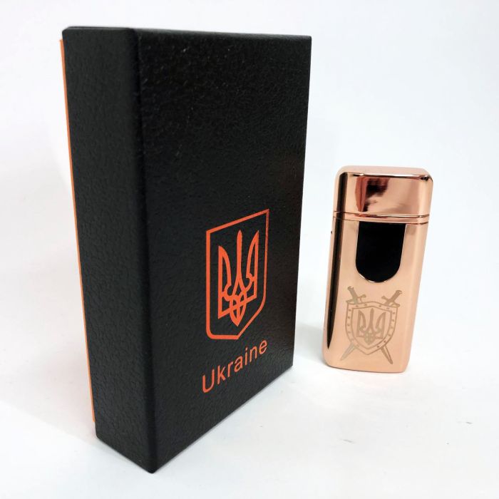 Электрическая и газовая зажигалка Украина с USB-зарядкой HL-431, Юсб зажигалка. Цвет: золотой