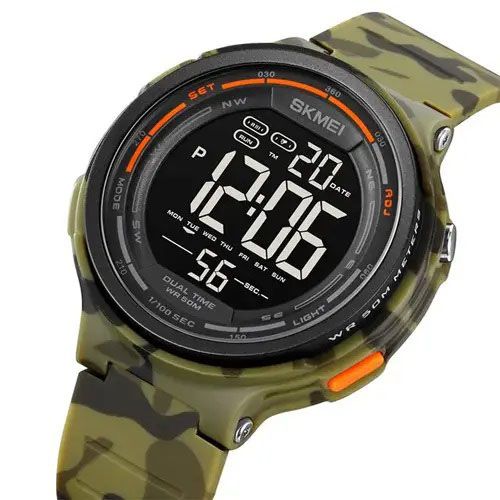 Часы наручные мужские SKMEI 1841CMGN ARMY GREEN CAMO, водонепроницаемые мужские часы. Цвет: зеленый