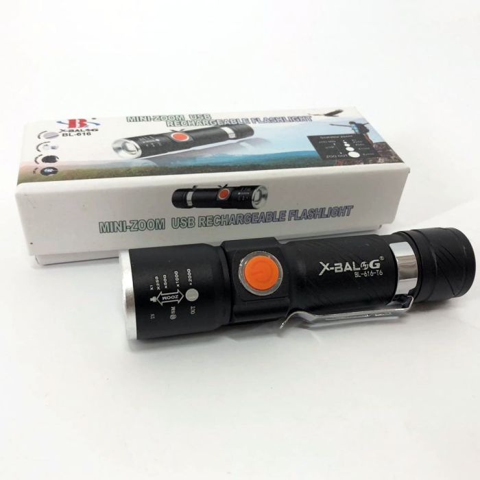 Фонарь ручной аккумуляторный тактический X-Balog BL-616-T6 с зарядкой от павербанков с USB