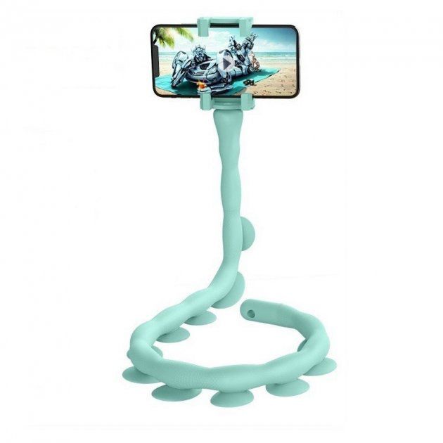 Гибкий держатель для телефона с присосками универсальный Cute Worm Lazy Holder. Цвет: голубой