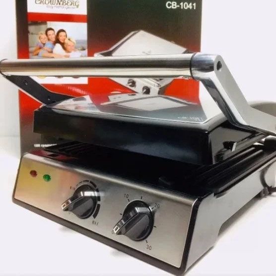 Гриль Crownberg Cb-1041 2000Вт Электрический Прижимной С Терморегулятором
