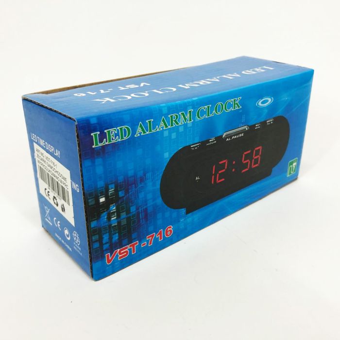 Электронные часы настольные сетевые VST-716-1 Original красные 220V LED дисплей будильник резервное питание