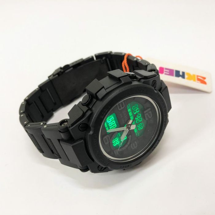 Часы наручные мужские SKMEI 1452BK BLACK, водонепроницаемые мужские часы. Цвет: черный