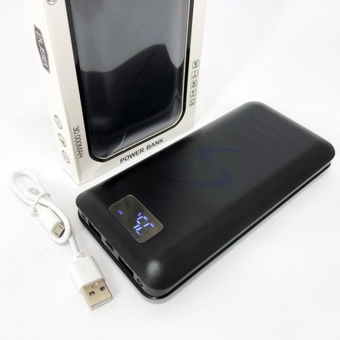 Портативная мобильная зарядка Power Bank 30000 mAh UKC, Внешний аккумулятор, Зарядка power bank. Цвет: черный