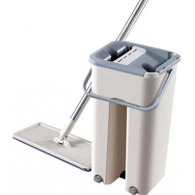 Швабра - лентяйка с ведром и автоматическим отжимом 2 в 1 Hand Free Cleaning Mop YT-200 5 л. Цвет: белый