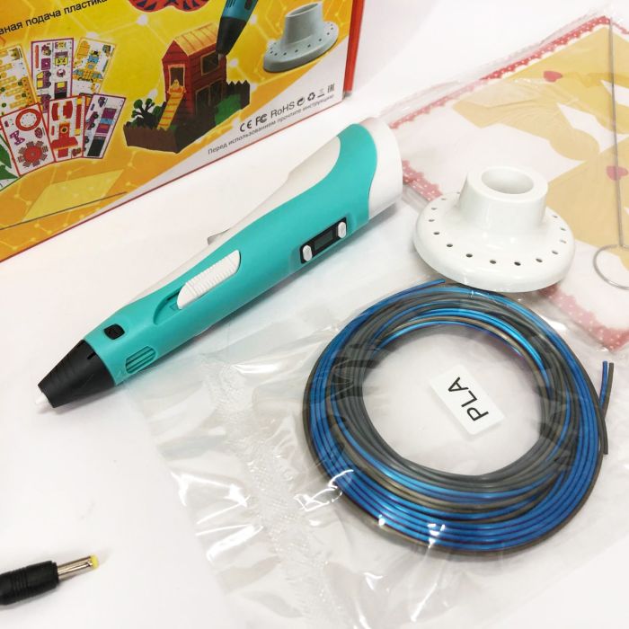 3D ручка Smart 3D Pen 2 c LCD дисплеем, Интересная ручка 3д для детей, Оригинальная. Цвет: голубой