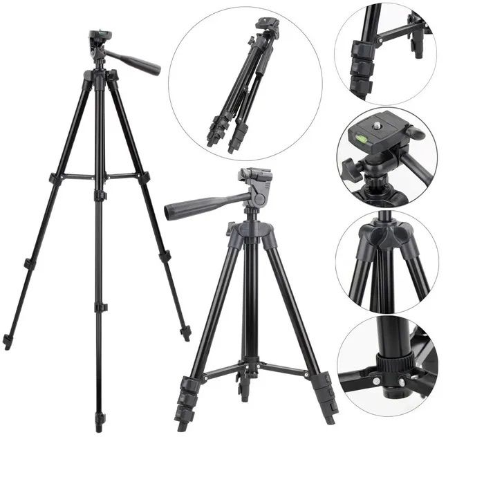 Штатив для телефона и фотоаппарата Tripod 3120 PRO портативный трипод 0,35-1.02м высота. Цвет: черный